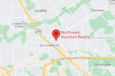 Map showing location pin for Northwest Houston Realty.